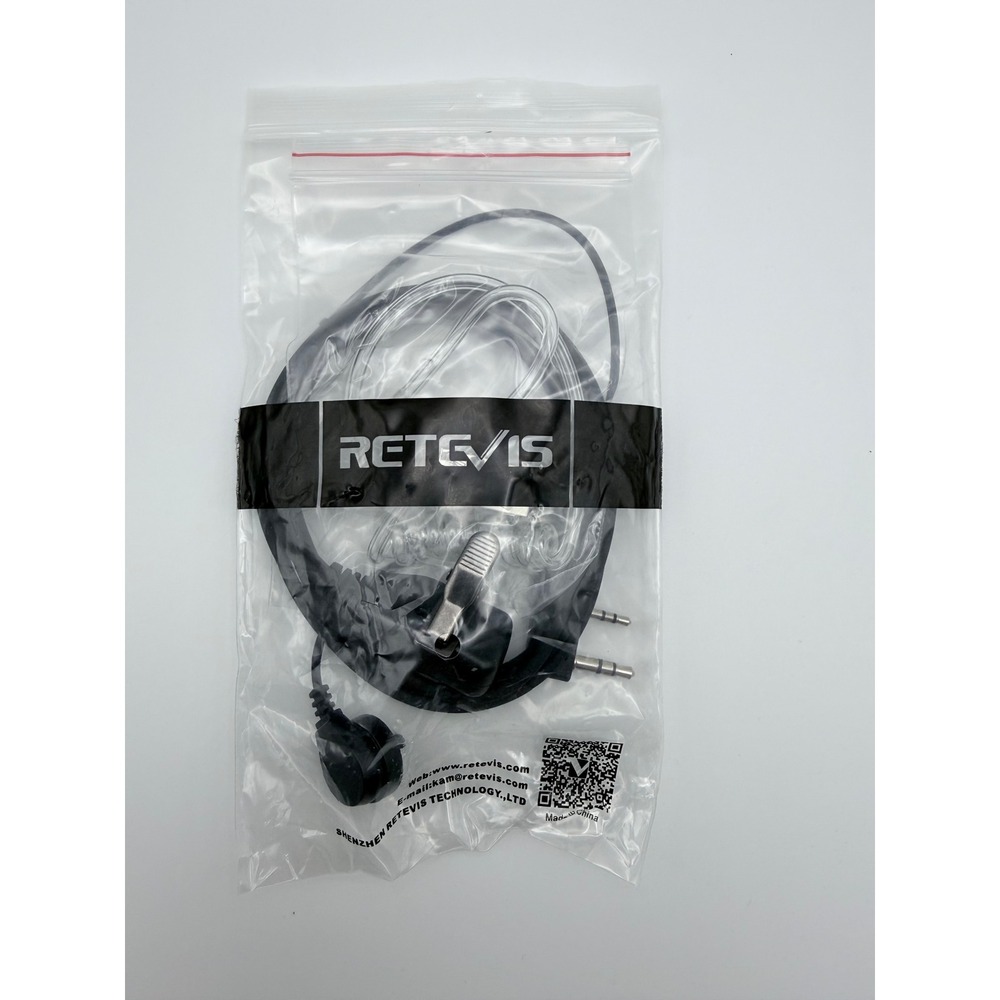 Retevis‎ Walkie Talkie Headset 2 Pin K-Plug Acoustic Tube Earpiece PTT Mic Black